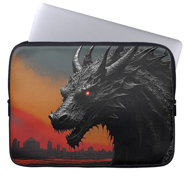 Laat je creativiteit de vrije loop: Dragon City Laptop Sleeve (Voorkant)