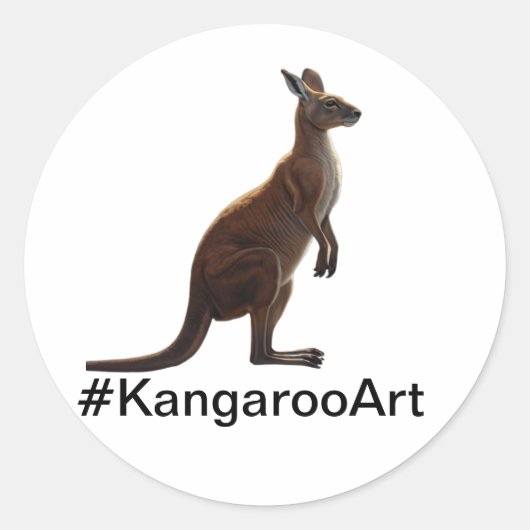 🎨 Laat je creativiteit de vrije loop met Kangaroo Ronde Sticker (Voorkant)