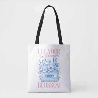 Laat je dromen bloeien  Bloemen Roze Blauw Tote Bag