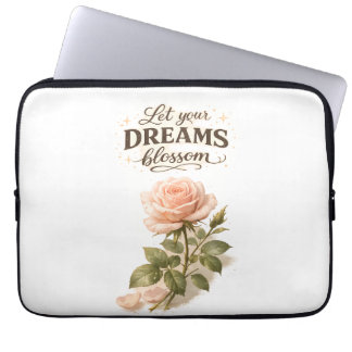 Laat Je Dromen Bloeien Bloemrijke Typografie Laptop Sleeve