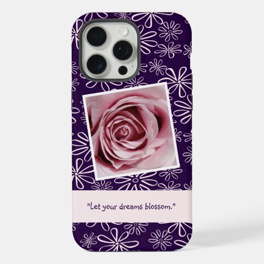 Laat je Dromen Bloeien - Blush Paarse Patroon iPhone Hoesje (Achterkant)