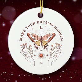 Laat je dromen gebeuren Boho Butterfly Christmas Keramisch Ornament