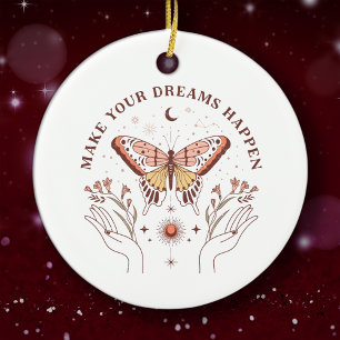 Laat je dromen gebeuren Boho Butterfly Christmas Keramisch Ornament