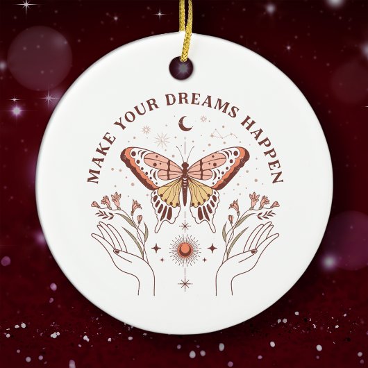 Laat je dromen gebeuren Boho Butterfly Christmas Keramisch Ornament
