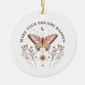 Laat je dromen gebeuren Boho Butterfly Christmas Keramisch Ornament (Voorkant)