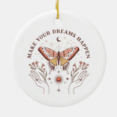 Laat je dromen gebeuren Boho Butterfly Christmas Keramisch Ornament (Achterkant)