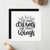 laat je dromen je vleugels inspireren notitiekaartje (Voorkant / Achterkant in situ)