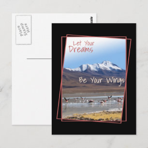 Laat je dromen je vleugels roze flamingo's zijn briefkaart