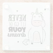 Laat je dromen nooit los glazen onderzetter (Achterkant)