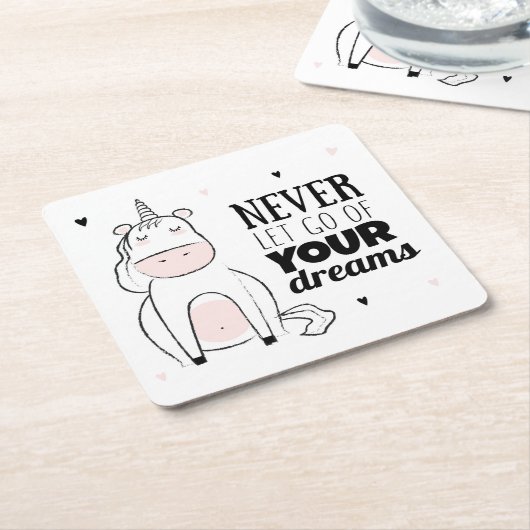 Laat je dromen nooit los kartonnen onderzetters (Schuin)