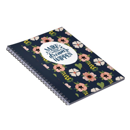 Laat je dromen uitkomen - Blue Floral Notitieboek (Rechterzijde)
