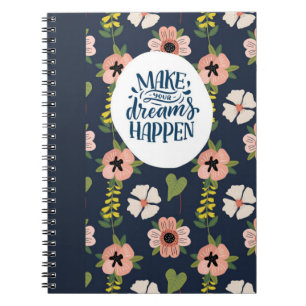 Laat je dromen uitkomen - Blue Floral Notitieboek