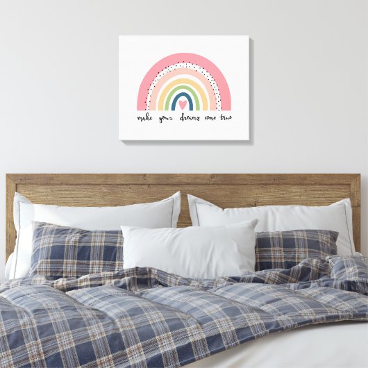 Laat je dromen uitkomen met echte regenboog canvas afdruk (Insitu (Slaapkamer))