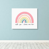 Laat je dromen uitkomen met echte regenboog canvas afdruk (Insitu (Houten vloer))