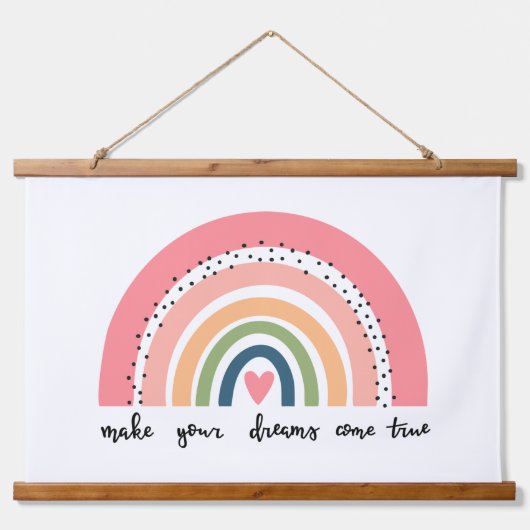 Laat je dromen uitkomen met echte regenboog hangend wandkleed (Voorkant)