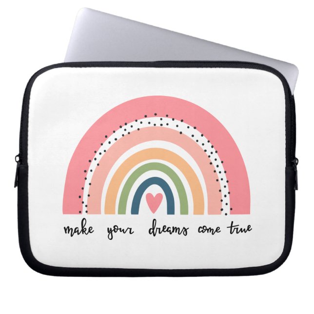 Laat je dromen uitkomen met echte regenboog laptop sleeve (Voorkant)