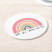 Laat je dromen uitkomen met echte regenboog ronde kartonnen onderzetter (Gebogen)