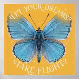 Laat je dromen vliegen Blauwe Vlinder Poster