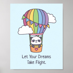 Laat je dromen vliegen, Regenboog Luchtballon Poster