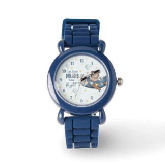 Laat je droom het Schattigee Beer Blue Plane nemen Horloge