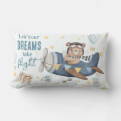 Laat je droom het Schattigee Beer Blue Plane nemen Kussen (Voorkant)