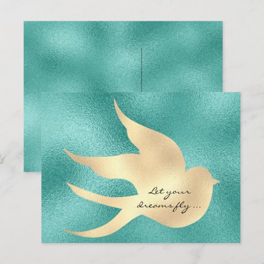 Laat je droom vliegen Motivatie Mint Green Bird Briefkaart (Voorkant / Achterkant)