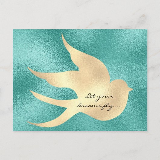 Laat je droom vliegen Motivatie Mint Green Bird Briefkaart (Voorkant)