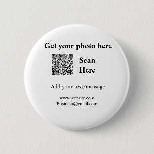 Laat je foto scannen QR website e-mailadres toevoe Ronde Button 5,7 Cm