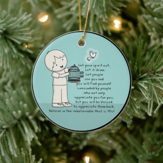 Laat je geest eruit keramisch ornament (Boom)