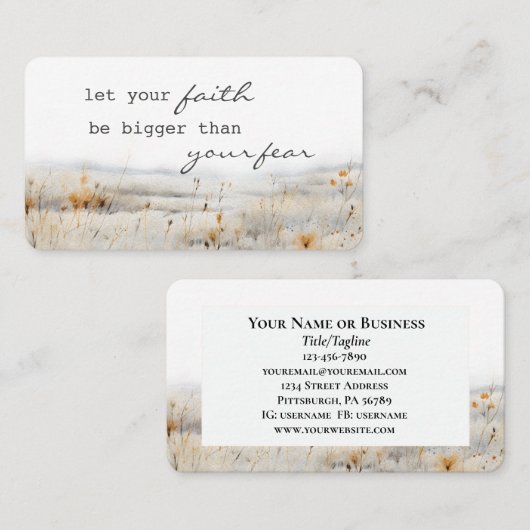 Laat je geloof groter zijn dan angst Christelijk Q Visitekaartje (Voorkant / Achterkant)