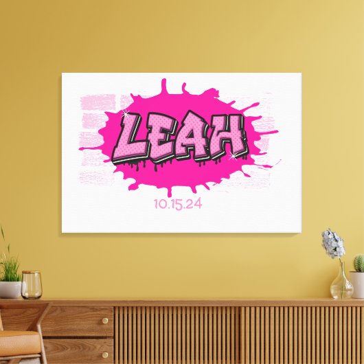 Laat je Graffiti naam Brick Wall inloggen Canvas Afdruk (Insitu (Woonkamer))