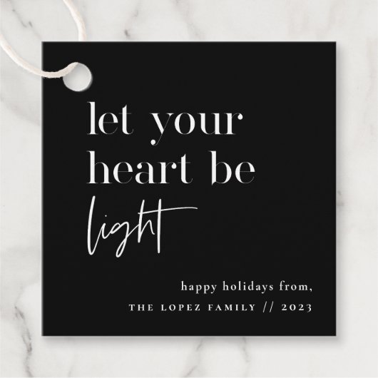 Laat je hart een lichte feestdag zijn bedankjes labels (Voorkant)