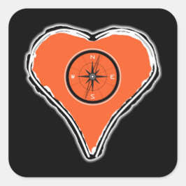 Laat je hart je kompas-vierkant-sticker zijn vierkante sticker