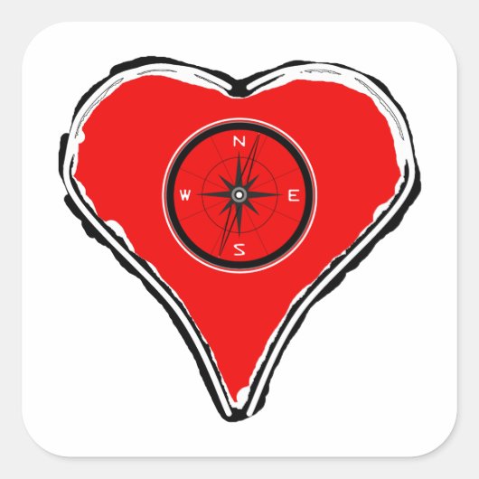 Laat je hart je kompas zijn vierkante sticker (Voorkant)