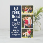 Laat je hart licht marineschrift fotocollage feestdagenkaart (Staand voorkant)