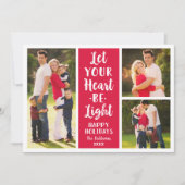 Laat je hart licht rood moderne fotocollage zijn feestdagenkaart (Voorkant)