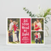 Laat je hart licht rood moderne fotocollage zijn feestdagenkaart (Staand voorkant)