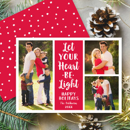 Laat je hart licht rood moderne fotocollage zijn feestdagenkaart