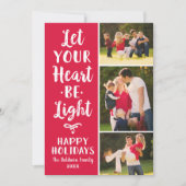 Laat je hart licht rood script fotocollage feestdagenkaart (Voorkant)