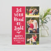 Laat je hart licht rood script fotocollage feestdagenkaart (Staand voorkant)