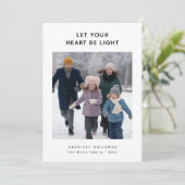 Laat je hart licht zijn Familiefoto Kerstmis Feestdagenkaart (Staand voorkant)