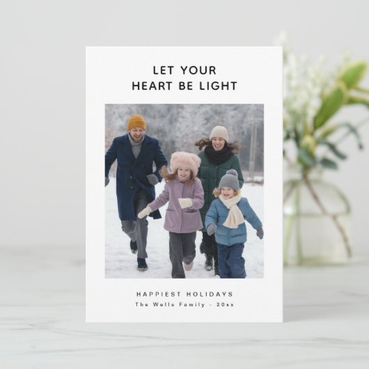 Laat je hart licht zijn Familiefoto Kerstmis Feestdagenkaart (Staand voorkant)
