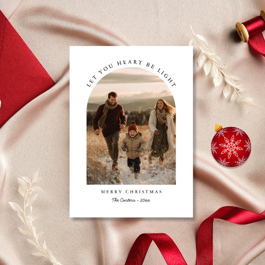 Laat je hart licht zijn Kerst boog foto Feestdagenkaart