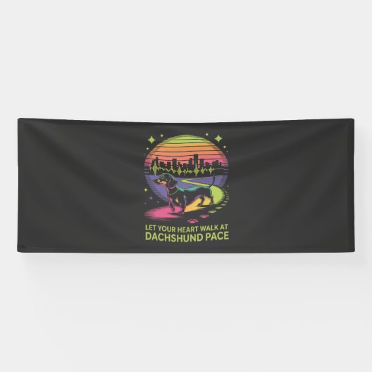 Laat je hart wandelen in het tempo van een teckel spandoek (Horizontaal)