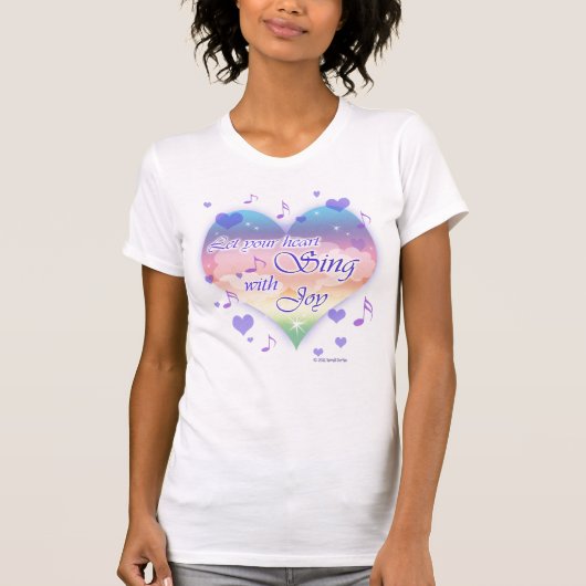 "Laat je hart zwellen met joy" Muzieknoten en H T-shirt (Voorkant)