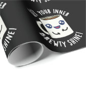 Laat je innerlijke Brewty Shine Coffee Pun donker  Cadeaupapier (Rol Hoek)