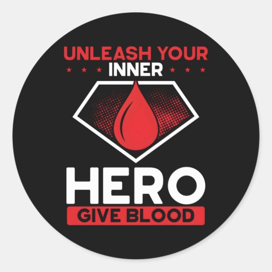 Laat je innerlijke held bloeddonor geven ronde sticker (Voorkant)