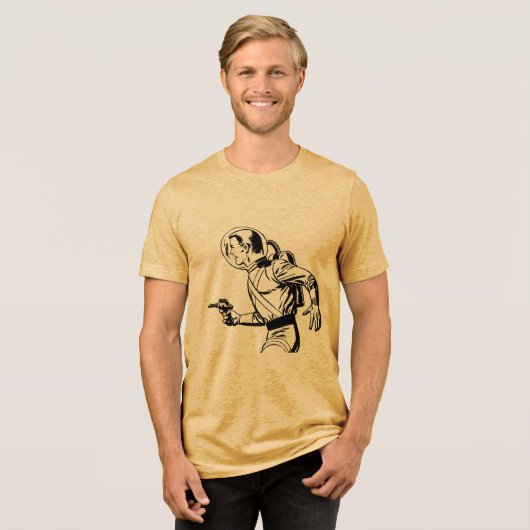 Laat je innerlijke held los - Retro Comic Ray Pist Tri-Blend Shirt (Voorkant volledig)