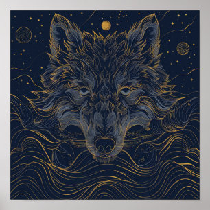 Laat je innerlijke wolf los: Zodiac Wolf Poster