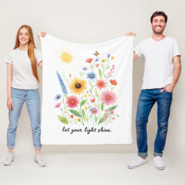 Laat je licht bloemen en zon schijnen fleece deken